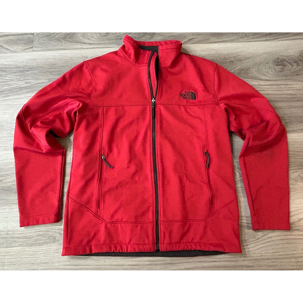 The North Face Mens Apex Bionic Softshell Jacket Polyester Medium Red Full Zip